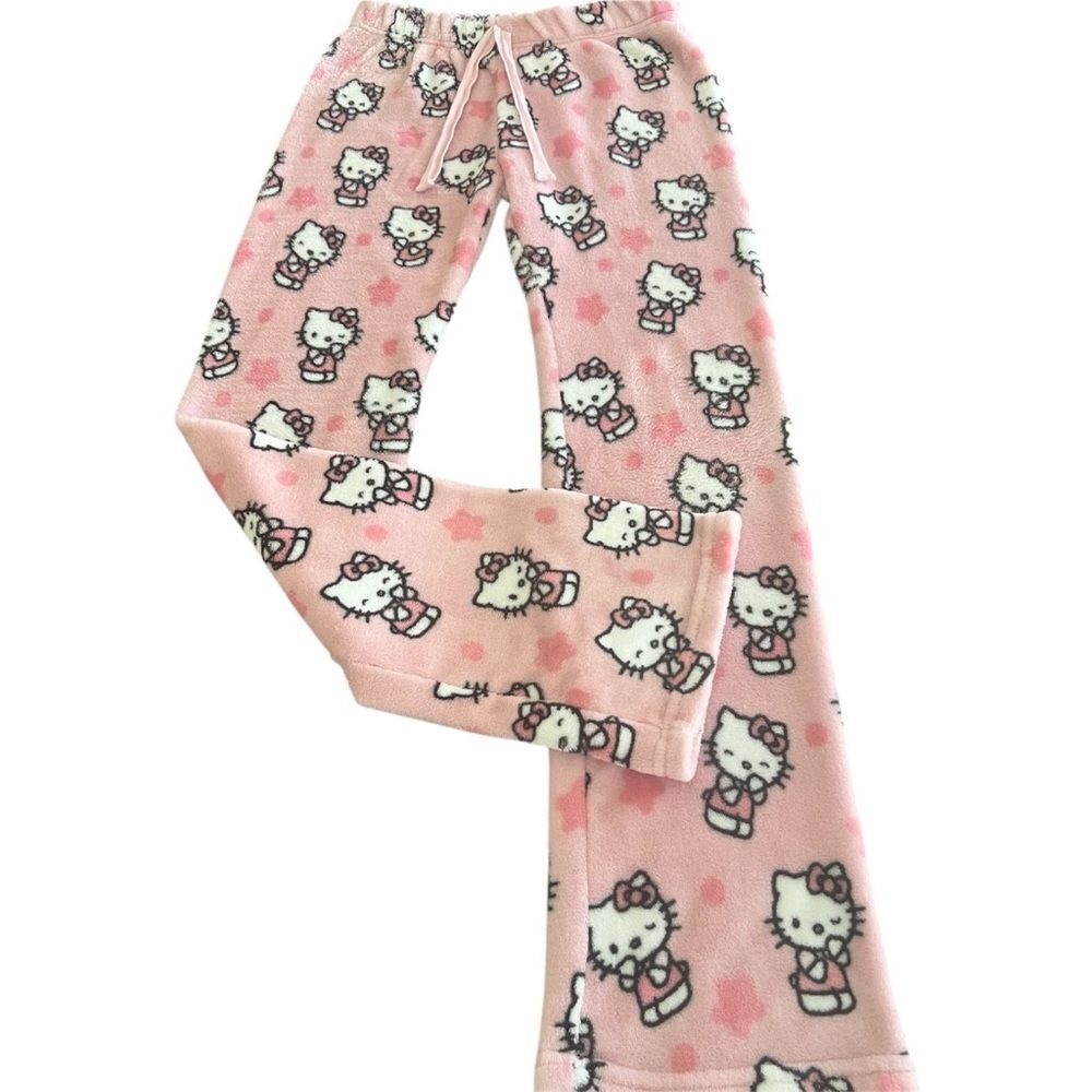 Hello Kitty Pink Cartoon Pajama Bottoms size M junior - Picture 1 of 6